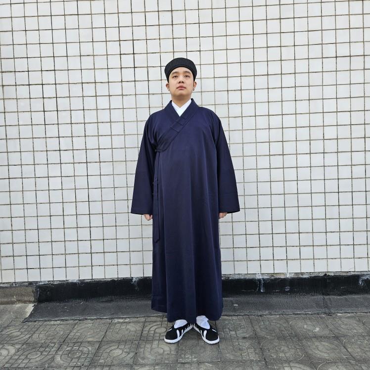 特卖加厚道袍罗马棉布长袍秋冬春季道服道装道衣大领大襟斜襟长衫