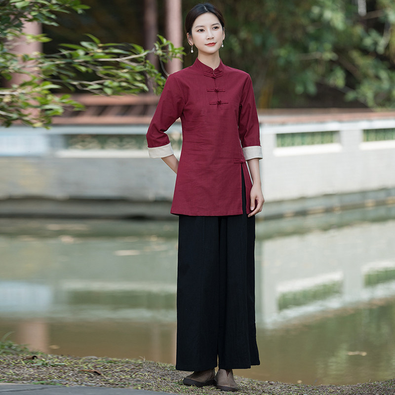 特卖禅意衣服中式女装中国风套装道服棉麻居士服茶服禅修服禅服女