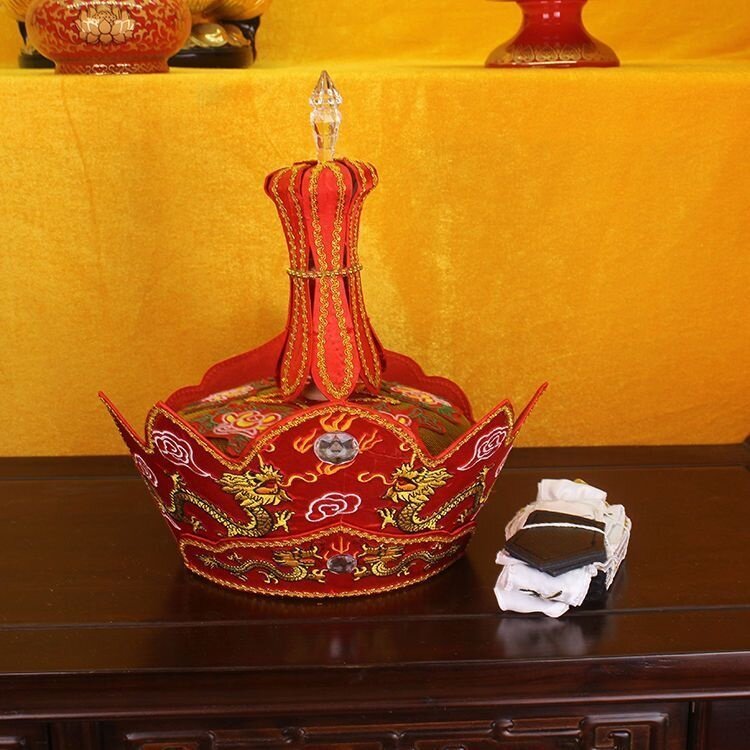 特卖寺院用品道具唐僧帽五佛帽和尚僧法帽毗卢帽五佛冠法师帽特价