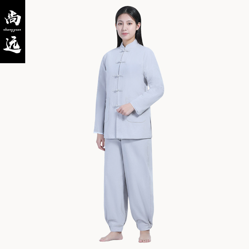 特卖春夏全棉居士服男女禅修服盘扣布扣打坐服套装练功服禅意茶道