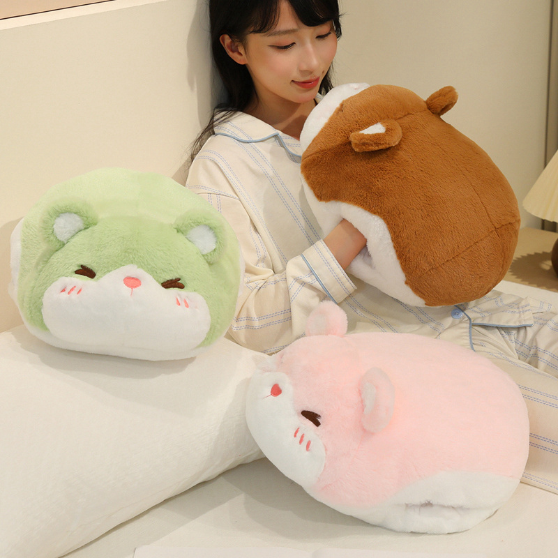 可爱仓鼠暖手捂抱枕毯子靠垫三合一毛绒保暖靠枕学生冬天暖手神器