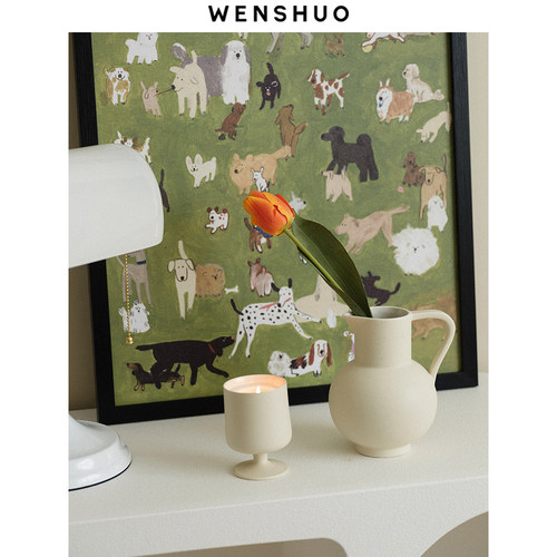 WENSHUO法式奶油ins风提手花瓶