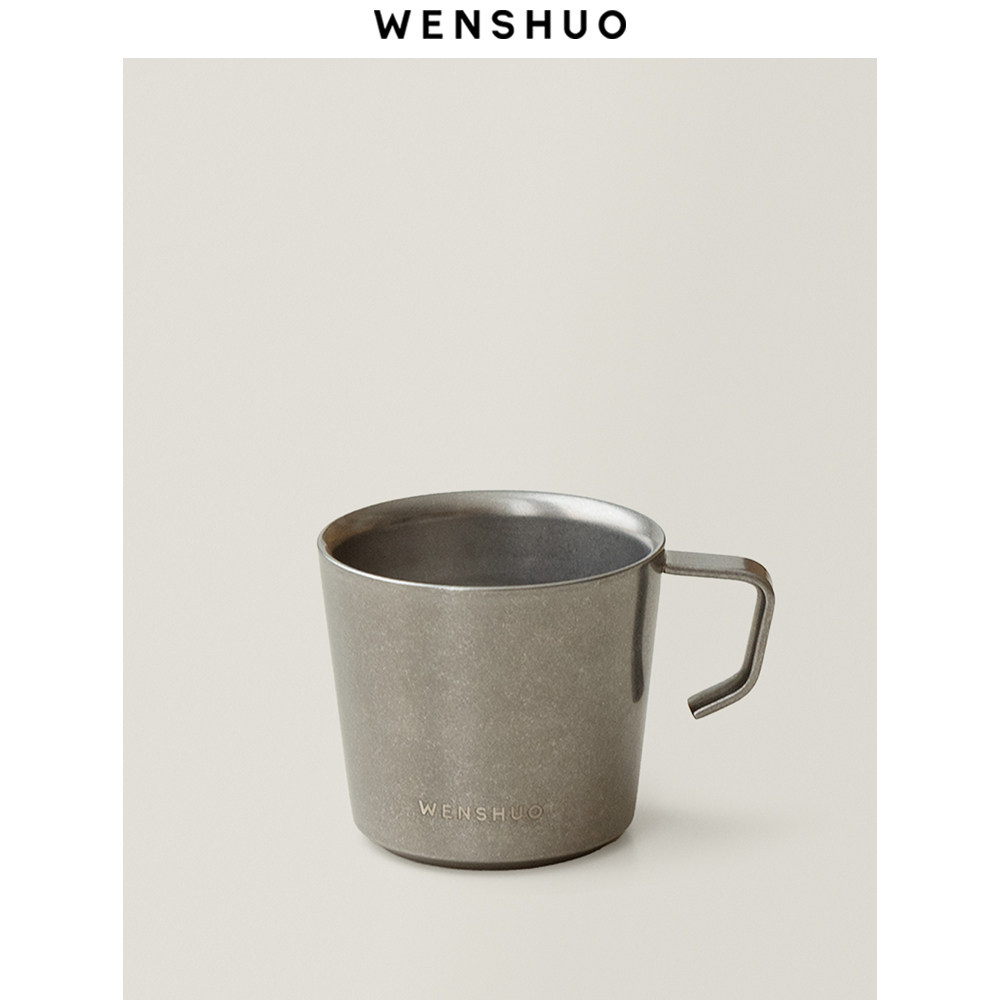 WENSHUO 304双层不锈钢咖啡杯水杯马克杯防烫带手柄高颜值露营,餐饮具,马克杯,淘宝优惠券,粉丝福利购,淘宝优惠卷