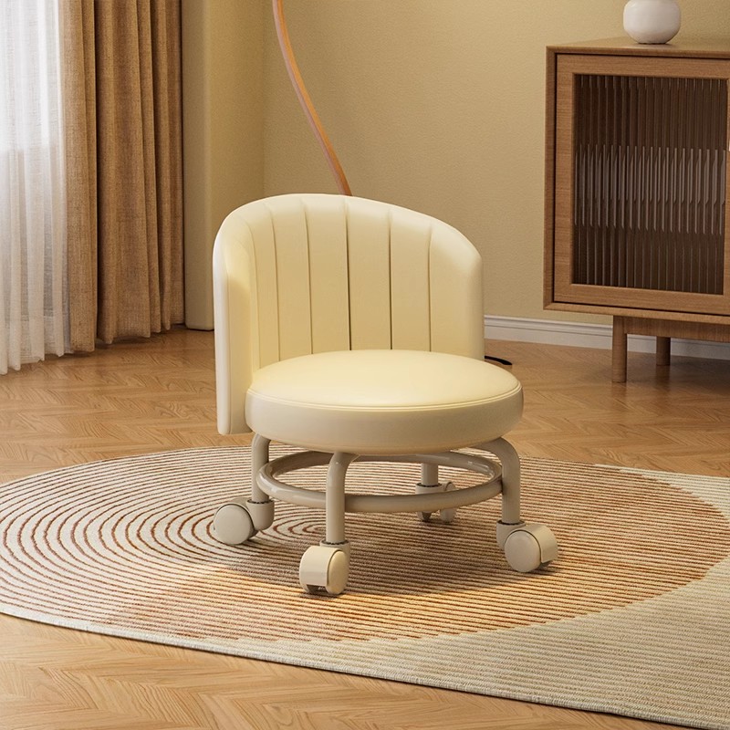 万向轮家用小凳子滑轮矮凳带娃神器儿童带滑轮板凳懒人圆凳靠背椅