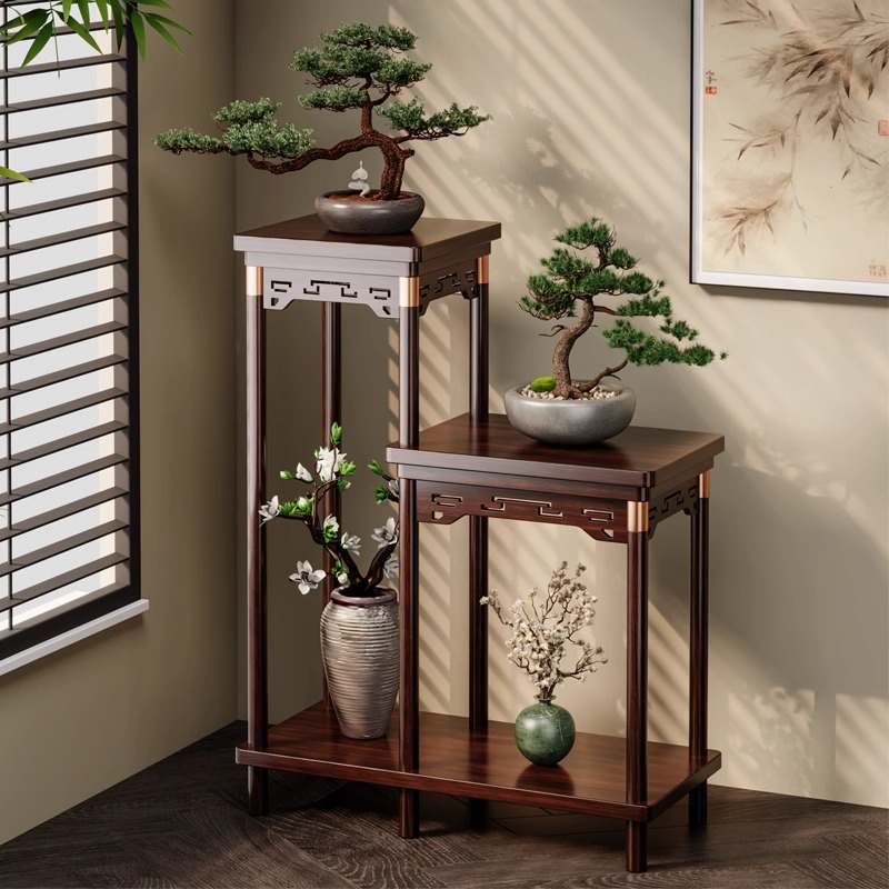 乔缇娜中式花架客厅落地式置物架