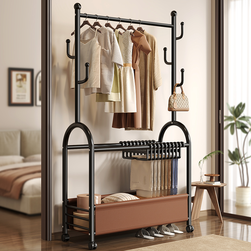 衣帽架落地卧室家用房间可移动晾衣架宿舍收纳挂衣服架子可移动