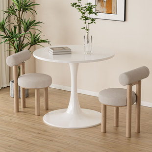 圆桌子简约郁金香白色休闲洽谈桌咖啡奶茶店北欧餐桌阳台小圆桌椅