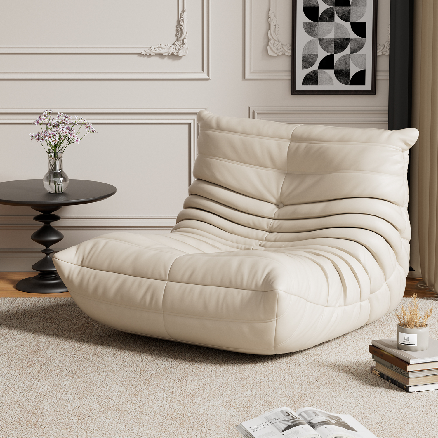 奶油风毛毛虫懒人沙发Loft公寓必备单品单人可躺可睡休闲椅装饰椅