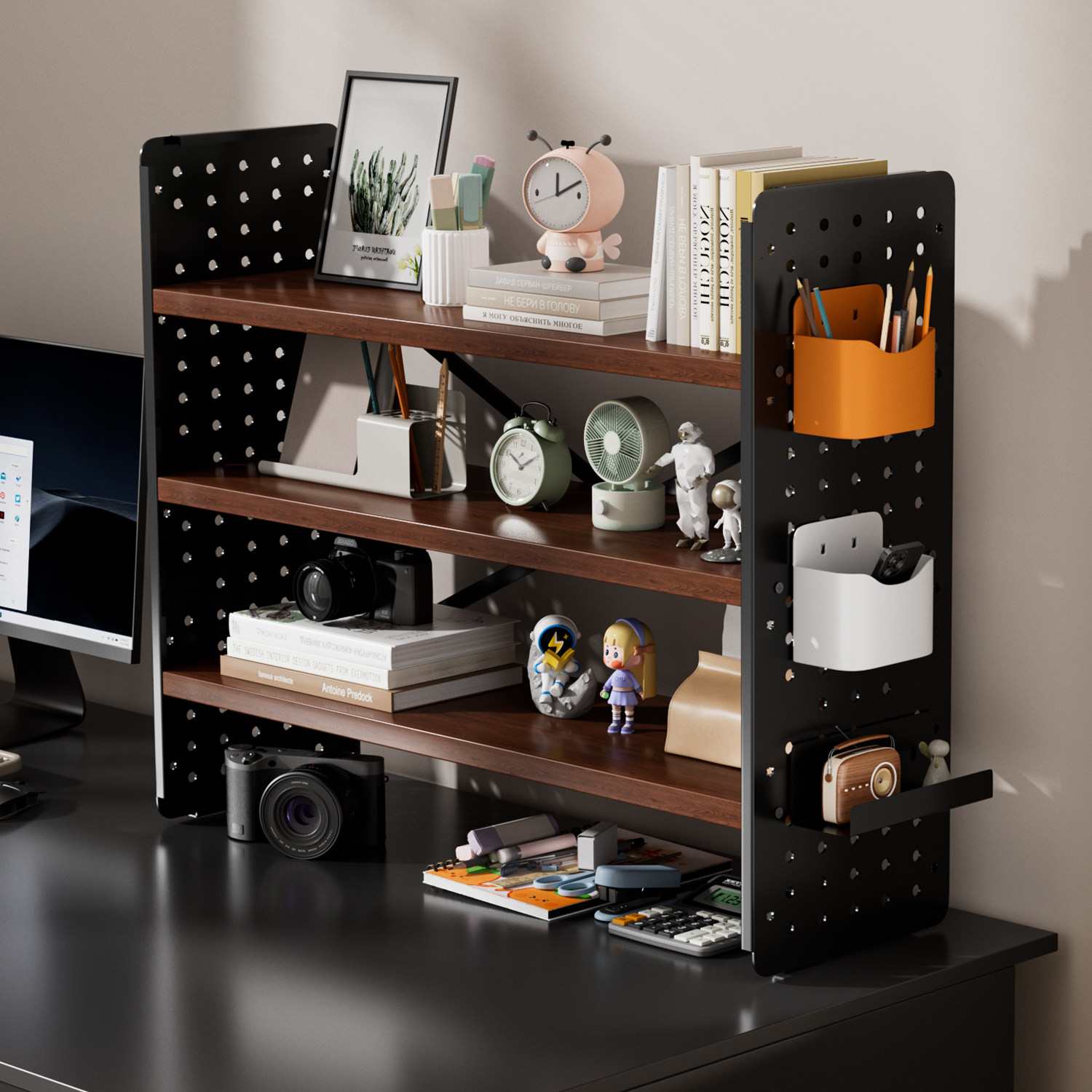 桌上书架桌面置物架家用书桌洞洞板多层收纳架办公室桌面展示架子,住宅家具,书架,淘宝优惠券,粉丝福利购,淘宝优惠卷