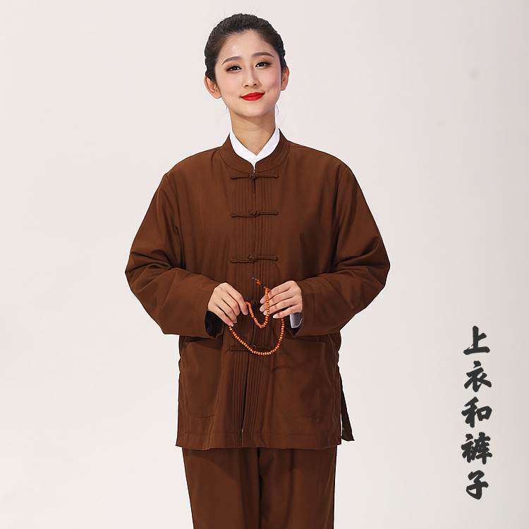 秋冬季加厚海青居士服加绒保暖禅修服男女同款禅意套装上衣和裤子