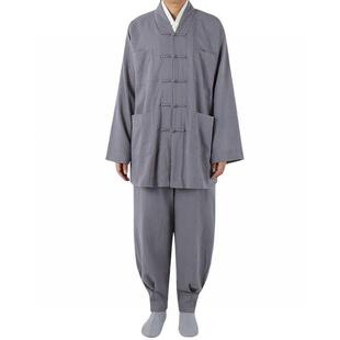 优选圆心僧服春夏款竹节棉麻短褂套装薄款透气短褂套装男女居士出