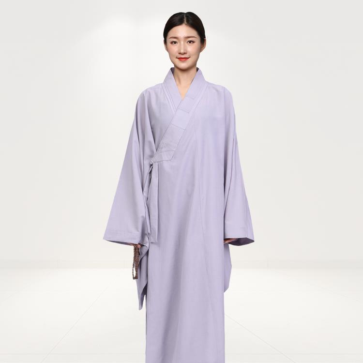 优选高档海青居士服女款僧服僧衣服海清长衫大褂袈裟禅修服咖啡色