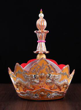 尚远毗卢帽法师帽五佛冠法会用品僧帽传统手工刺绣带铁皮桶