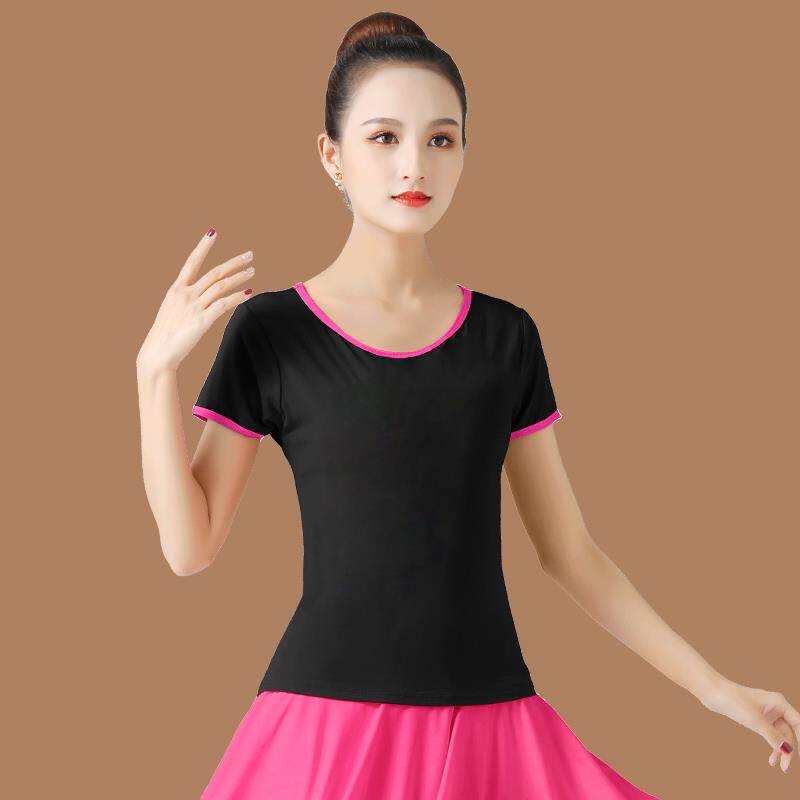 新款2024新款中老年广场舞短袖服装舞蹈服女上衣练功服大妈跳舞衣