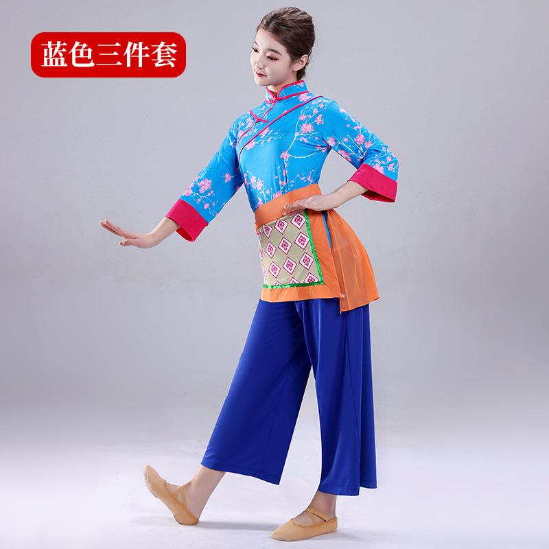 新款杨丽萍秧歌服演出服女广场舞新款套装夏秋村姑采茶舞云裳民族