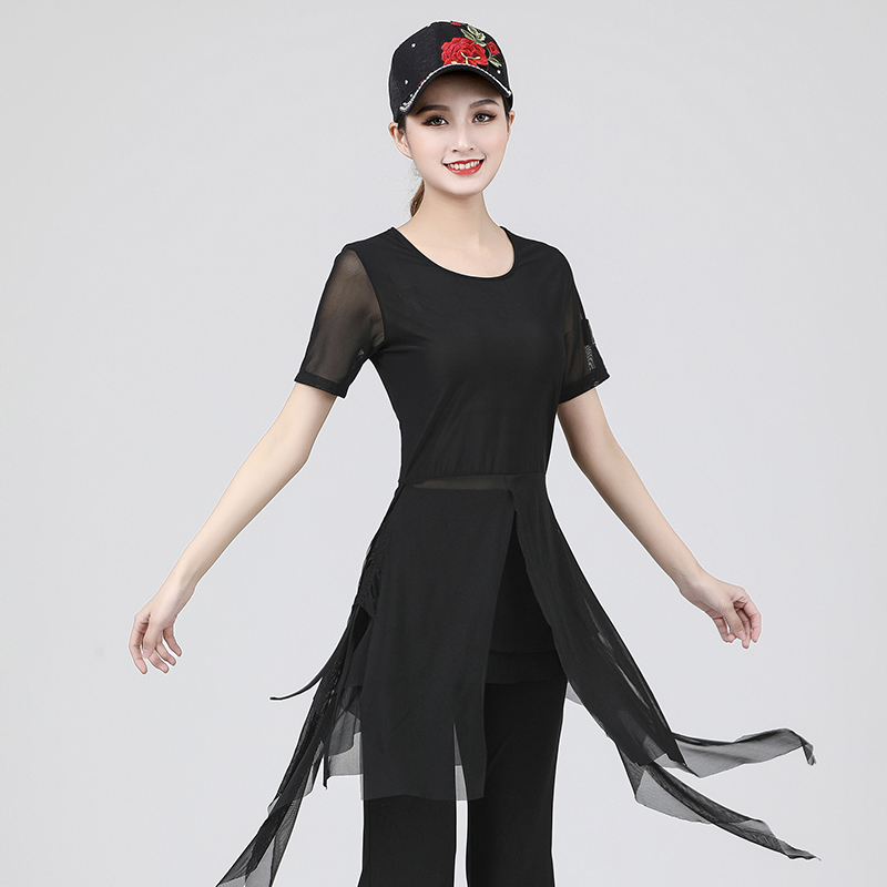 广场舞服装衣服短袖水兵舞上衣女士吉特巴演出服三步踩新款舞蹈服