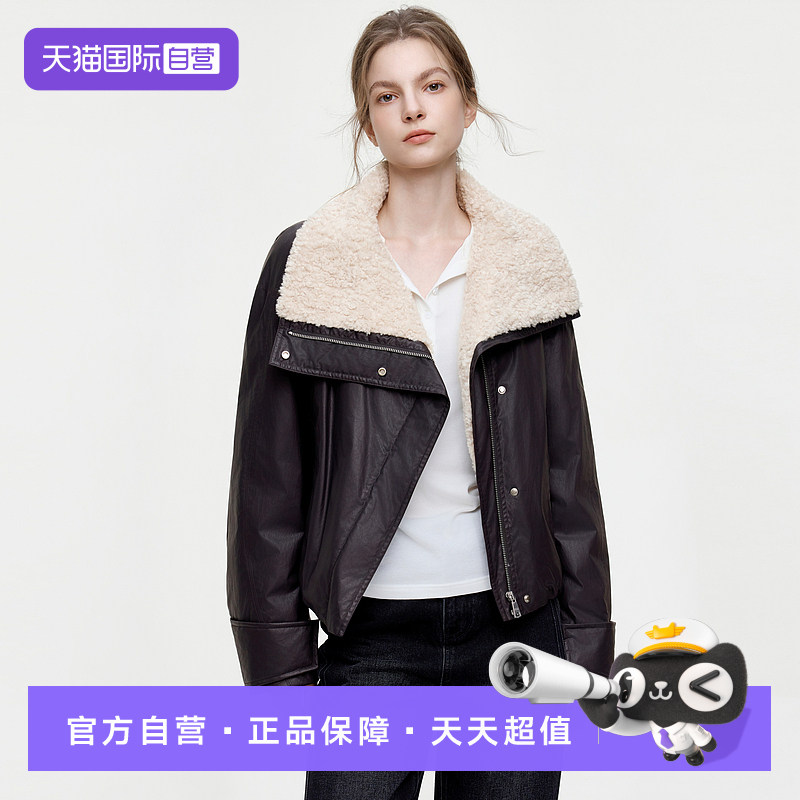 ELLE90白鸭绒毛绒机车风羽绒服