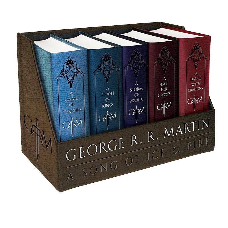 【自营】英文原版 冰与火之歌 A Song of Ice and Fire 精装皮革收藏版1-5盒装 Game of Thrones 权利的游戏 美剧原小说
