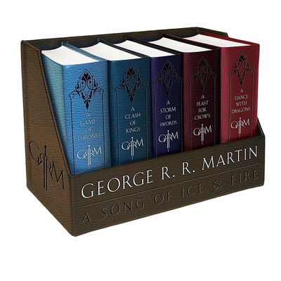 【自营】英文原版 冰与火之歌 A Song of Ice and Fire 精装皮革收藏版1-5盒装 Game of Thrones 权利的游戏 美剧原小说