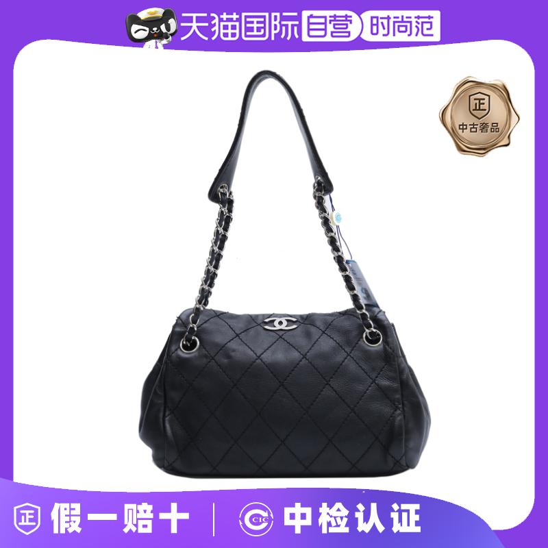 【自营】中古9新Chanel/香奈儿单肩包菱格纹黑色10开银扣