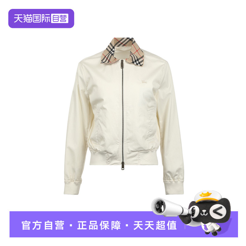 【自营】BURBERRY/博柏利女士FW26格纹翻领薄款宽松拉链夹克外套
