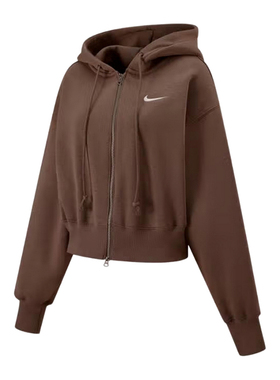 【自营】Nike耐克女子宽松短款全长拉链开襟加绒连帽衫HJ0941-233