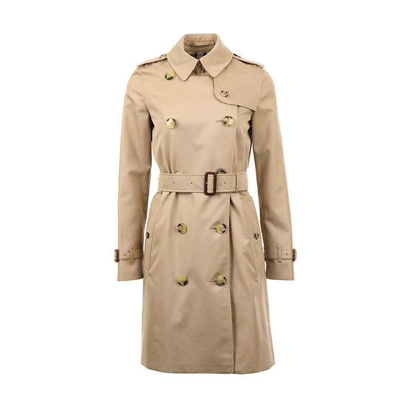 burberry/博柏利女士纯色双排扣翻领风衣卡其色2024年