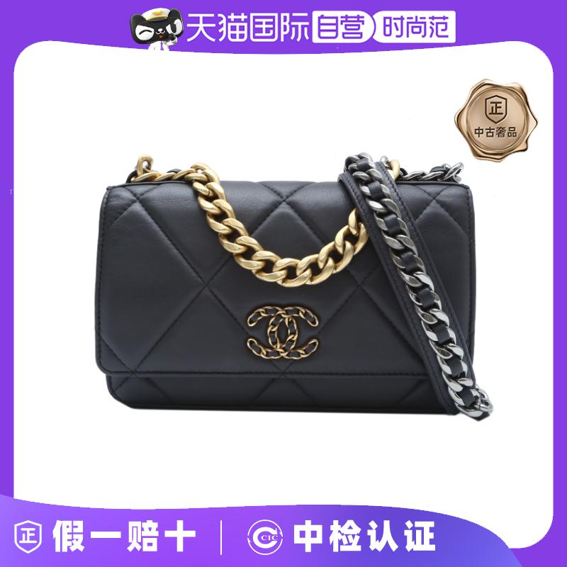 【自营】中古95新Chanel/香奈儿斜挎包19BAG口盖包芯片开金扣