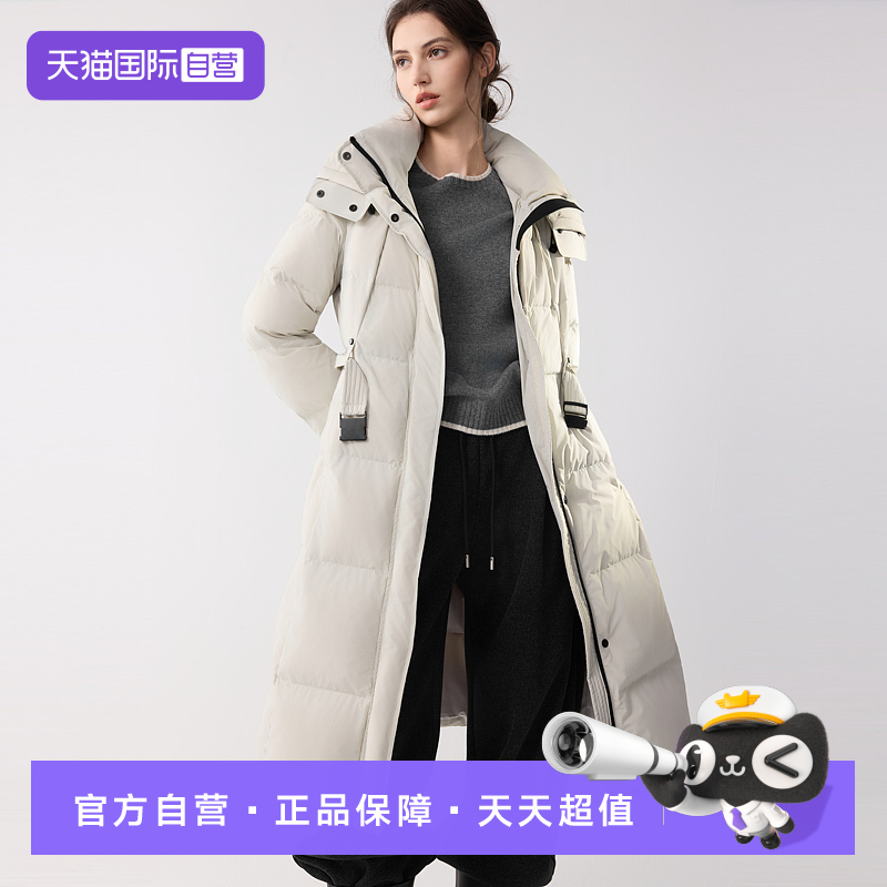 ELLE90白鸭绒连帽长款被子羽绒服