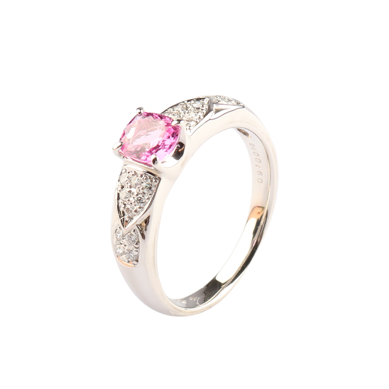 【自营】中古95新日本进口粉色宝石钻石戒指铂金900戒指56号