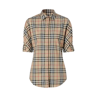 【自营】BURBERRY/博柏利女士修身款Vintage格纹长袖衬衫8018475