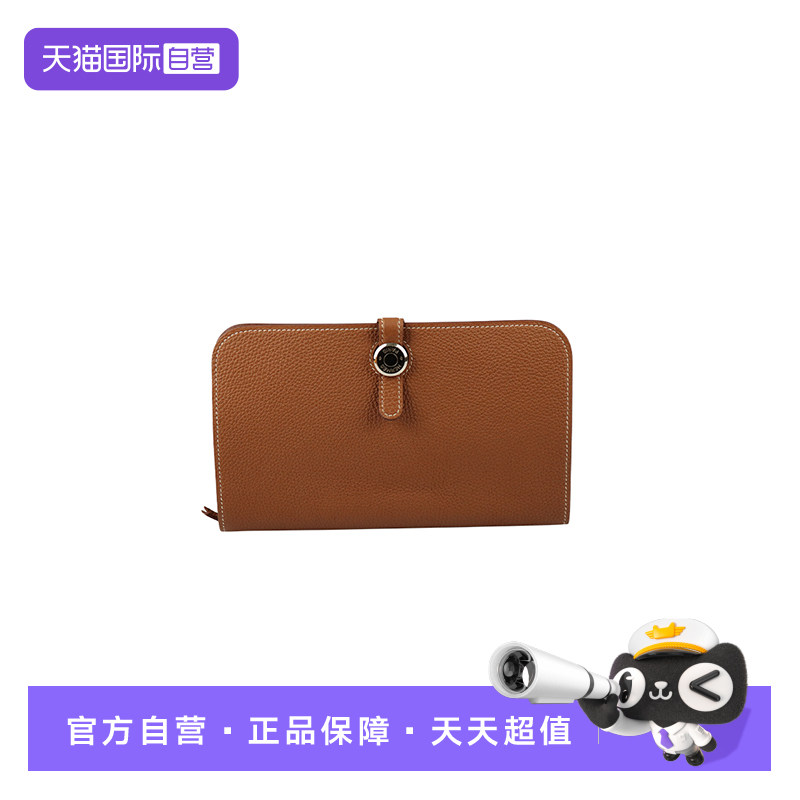 【自营】中古9新HERMES(爱马仕)DOGON DUO金棕色TOGO皮钱包