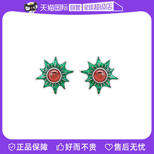 【自营】leqiyuan法式祖母绿耳饰镶嵌水晶耳钉复古高级感耳环纯银