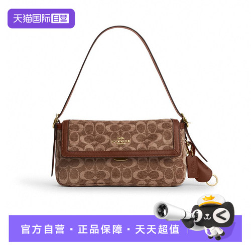 Etta25经典老花标志单肩包中号女款复古棕色
