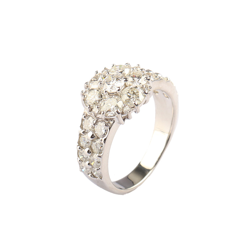 【自营】中古95新日本进口花形群镶钻石K18白金53号戒指