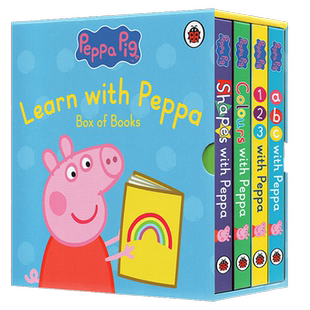 【自营】小猪佩奇英文原版 Learn With Peppa Pig ABC /123 /Colours/Shapes 字母数字颜色 粉红猪 纸板书4册盒装绘本