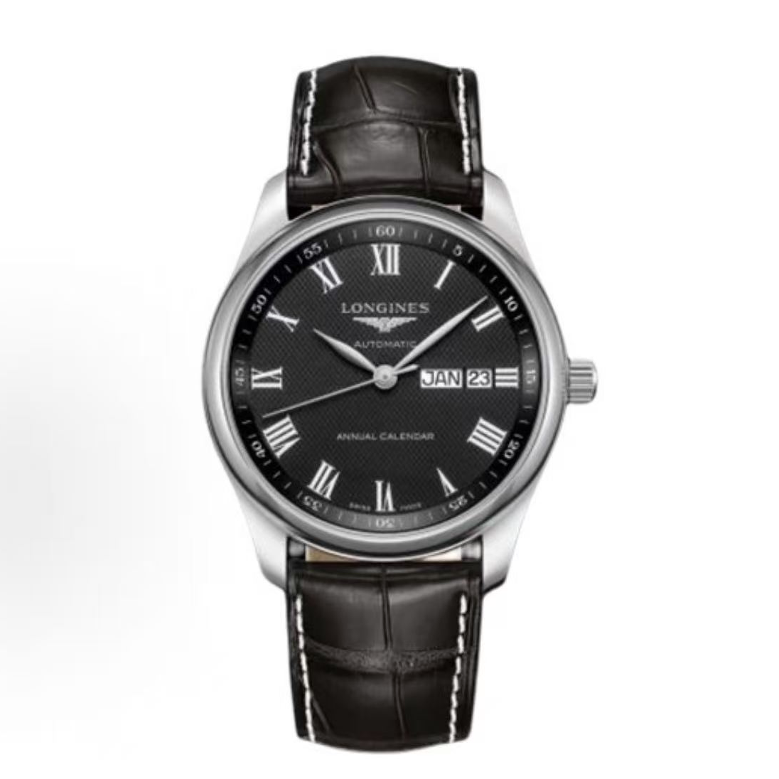 【自营】中古99新未使用浪琴/名匠双历/40mm/黑盘皮带/商务男表