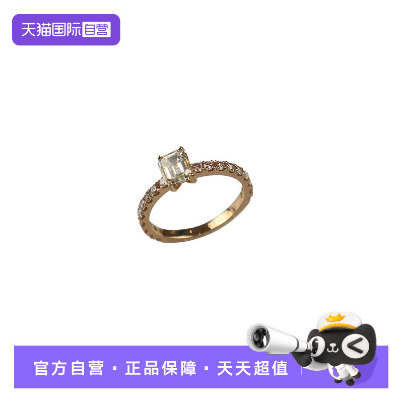 【自营】中古95新日本进口商品方形切工钻石戒指K18黄金51号