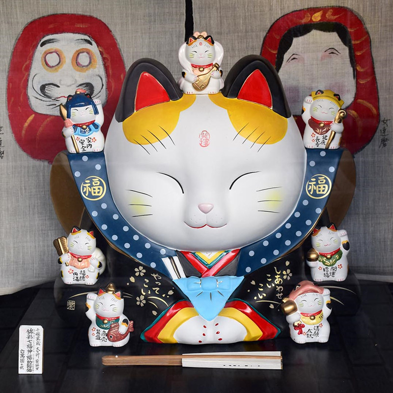 【直营】日本药师窑七福神招财猫大号开业送礼居家乔迁公司开业礼