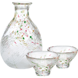 日本进口东洋佐佐木家用手工清酒壶酒具送礼日式锤纹酒器彩色玻璃