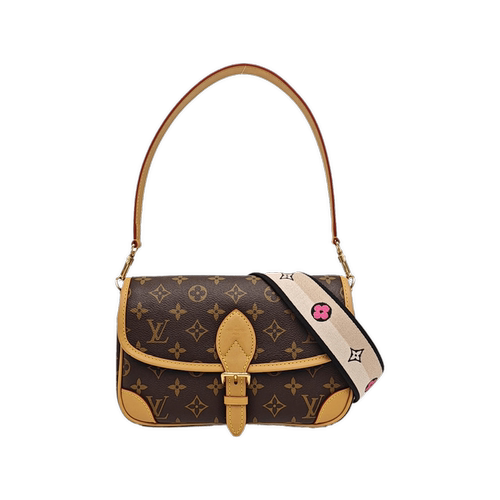 Louis Vuitton/路易威登中古98新LV棕色老花法棍包斜挎包DIANE/