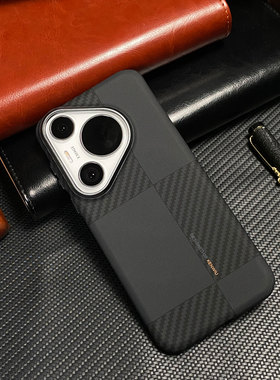 适用华为Pura80Pro手机壳新款超薄凯夫拉纹理金属镜框防摔prua70pro磁吸碳纤维外壳80pro+男士硬壳p70保护套