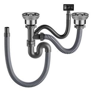 淘菜洗菜台盆下水器配件厨房洗碗池双水槽排水管道洗手盆三通套装