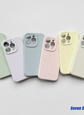 可爱粉ins软糯纯色真液态硅胶莫兰迪色系马卡龙iPhone16/15promax适用苹果14手机壳简约全包少女13软12情侣