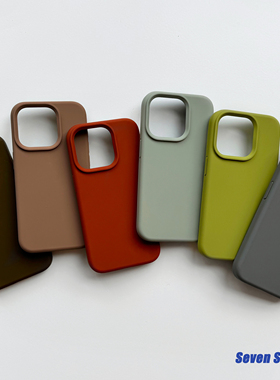 豆蔻绿真液态硅胶ins橄榄绿iPhone16promax适用软糯苹果15手机壳全包14高级磨砂保护壳13软情侣简约