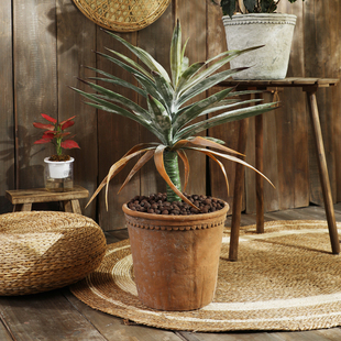 复古朴素镁泥花盆客厅阳台花园落地天堂鸟植物大号花盆做旧摆件