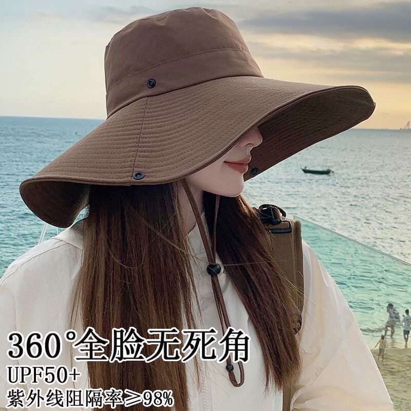加大檐渔夫帽男女同款春夏季遮全脸防紫外线户外登山钓鱼防晒帽子