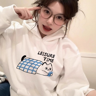 巨好看轻熟连帽卫衣女2025新款独特漂亮长袖早秋chic外套白色上衣