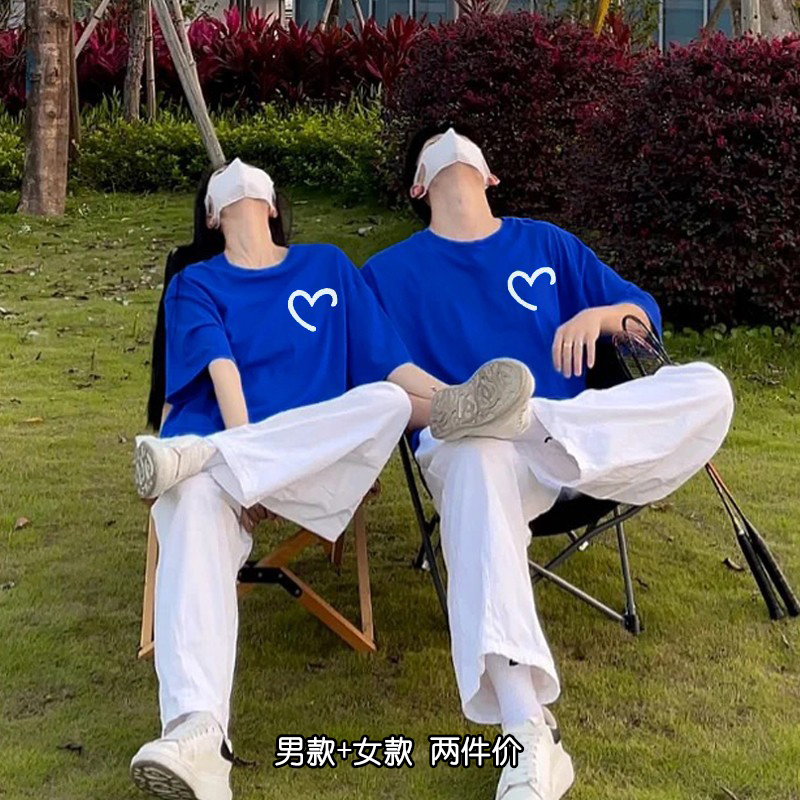 不一样情侣装夏季套装2023新款潮流短袖网红ins超火小众高级感t恤