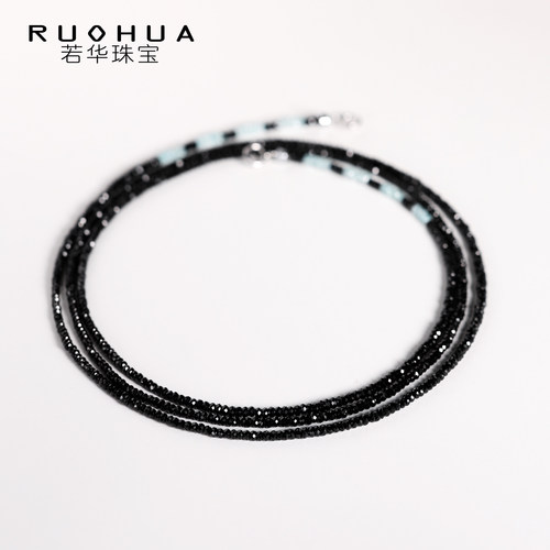 若华尖晶石海蓝宝石毛衣链